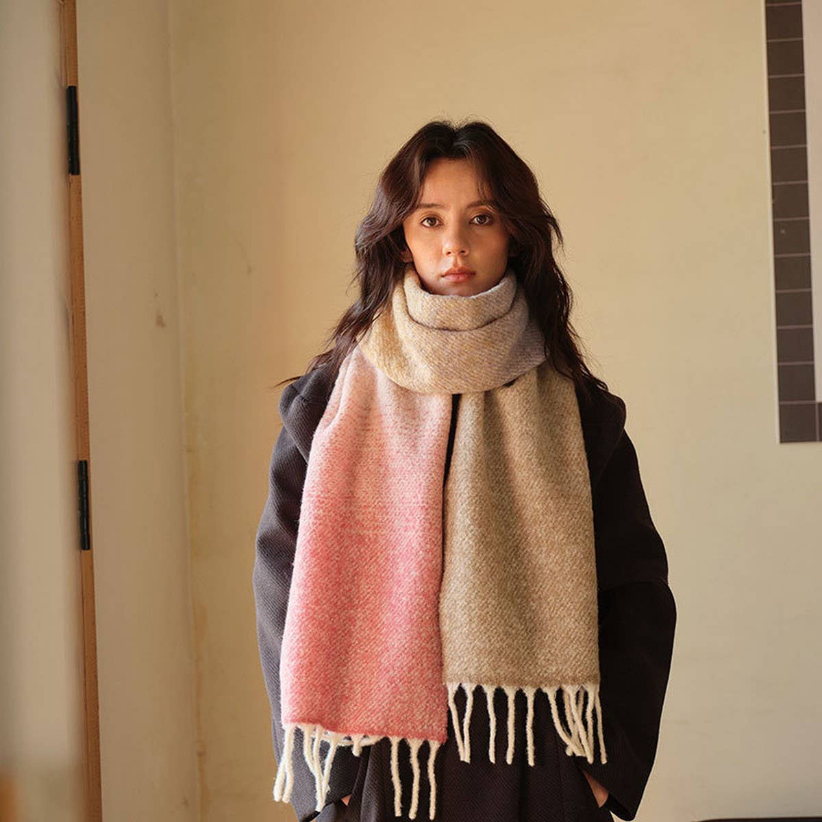 Gradient Wool Scarf ? Thick Soft Winter Wrap