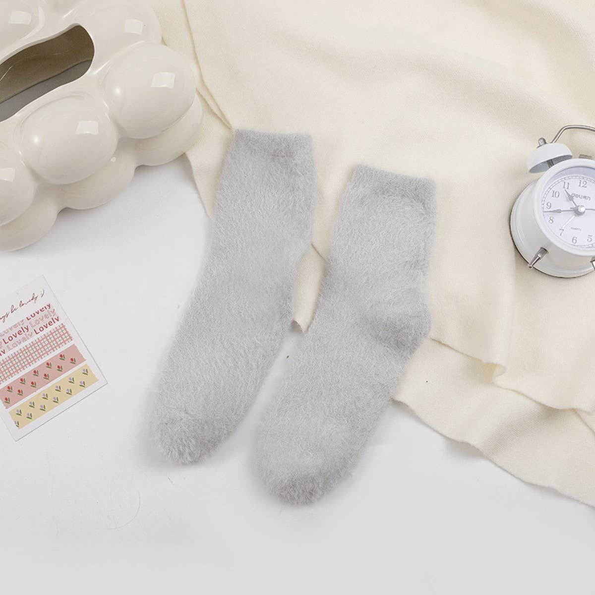WINTER WARM MID-TUBE SOCKS SOLID COLOR SOCKS