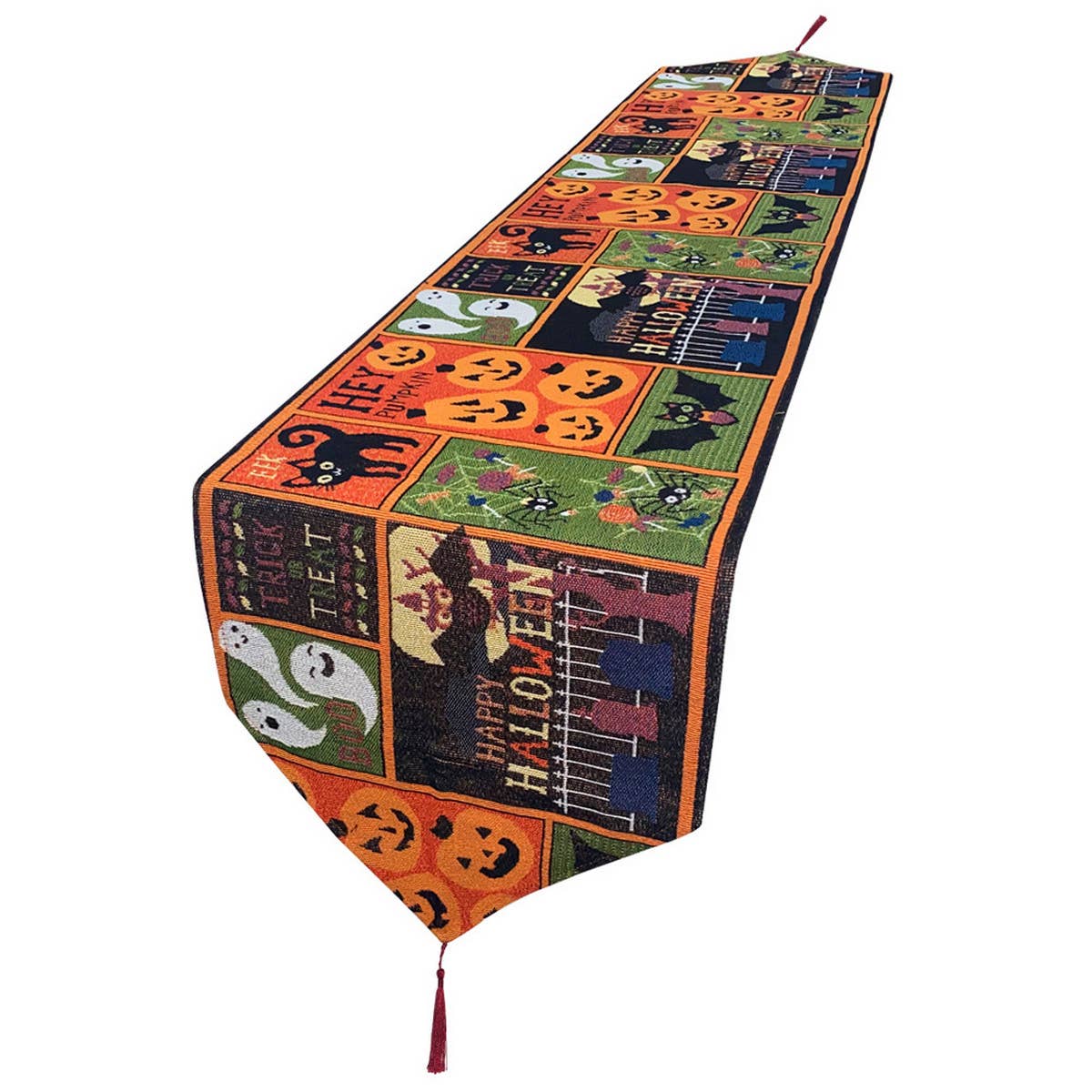 HALLOWEEN FULL MOON BLACK CAT TABLE RUNNER