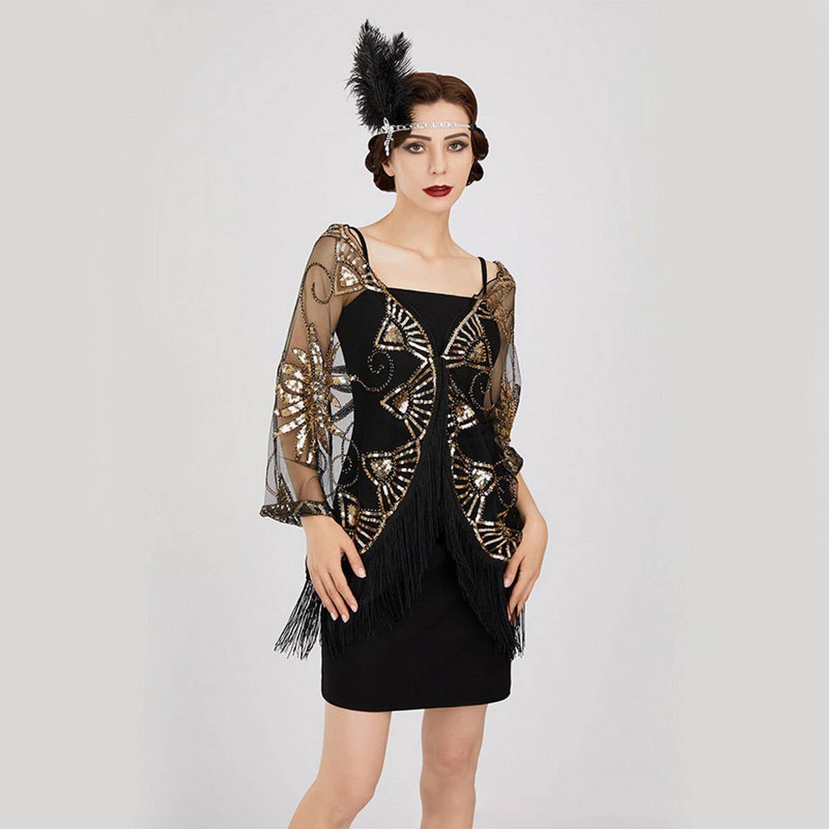 Beaded Sequin Midi Shawl ??Vintage Evening Cover_CWMM8956