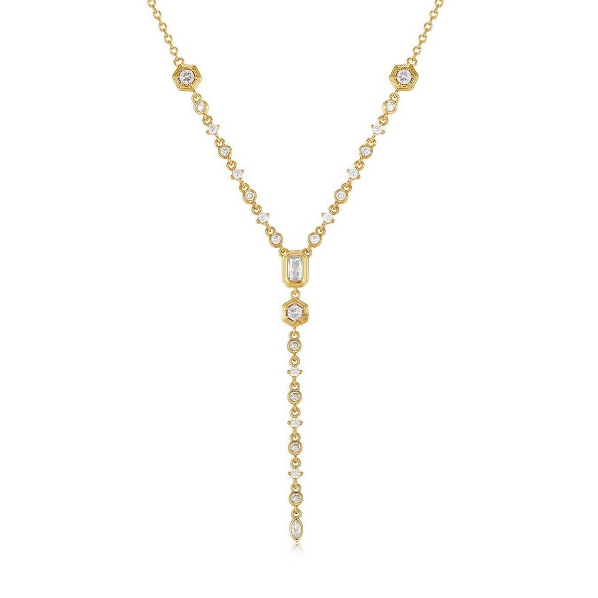 Zirconia Oval Round Pendant Necklace_CWMM5305