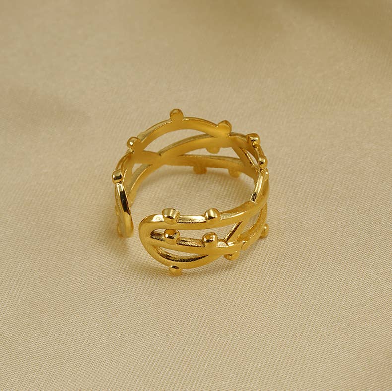 18K STAINLESS STEEL GEOMETRIC ADJUSTABLE RING