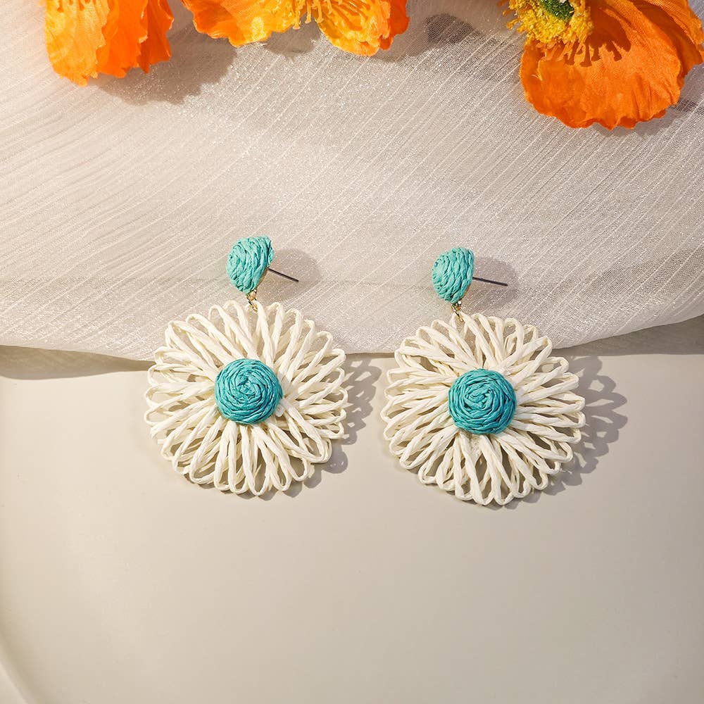 Bohemian vacation woven Raffia grass earrings