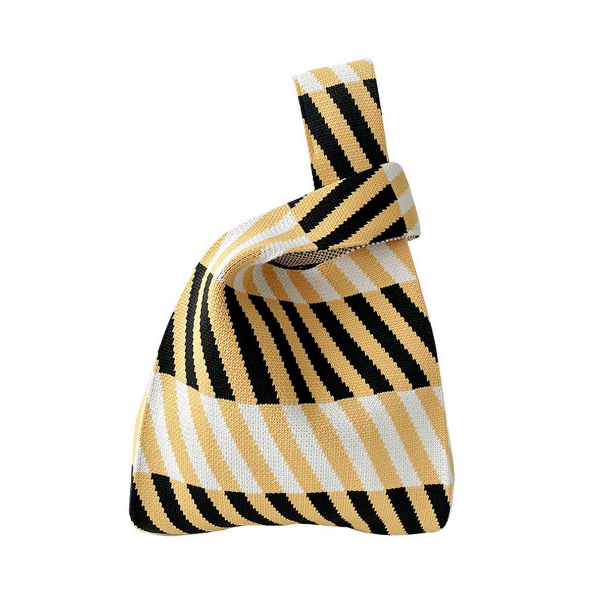 VERSATILE CONTRAST STRIPED KNITTED TOTE BAG_CWAB2392