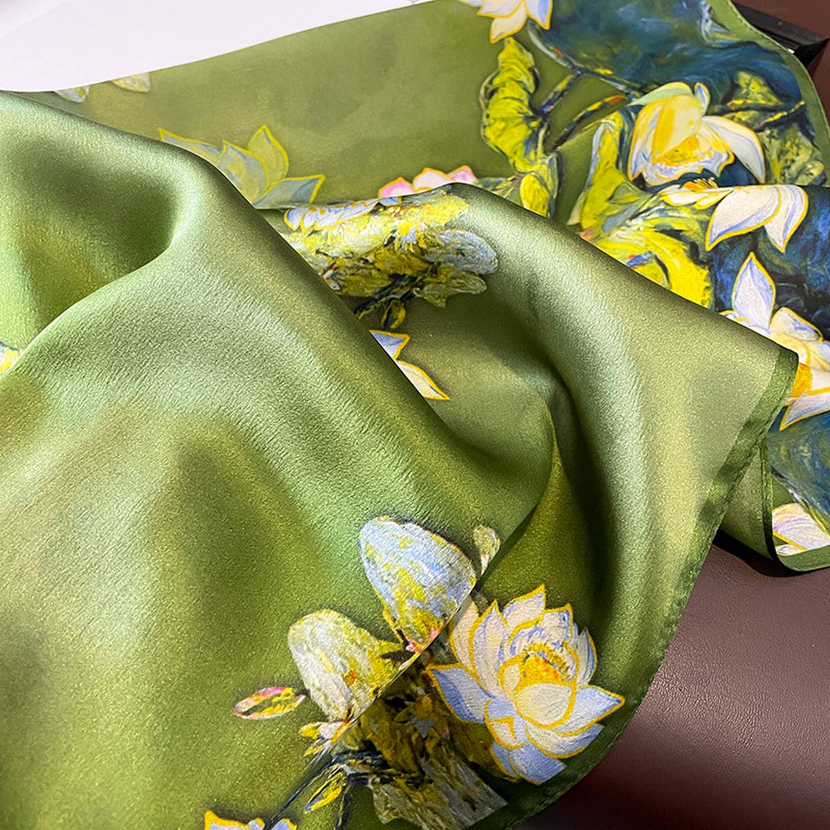 Oil Painting Floral Silk Square Scarf for Summer_CWASC0627