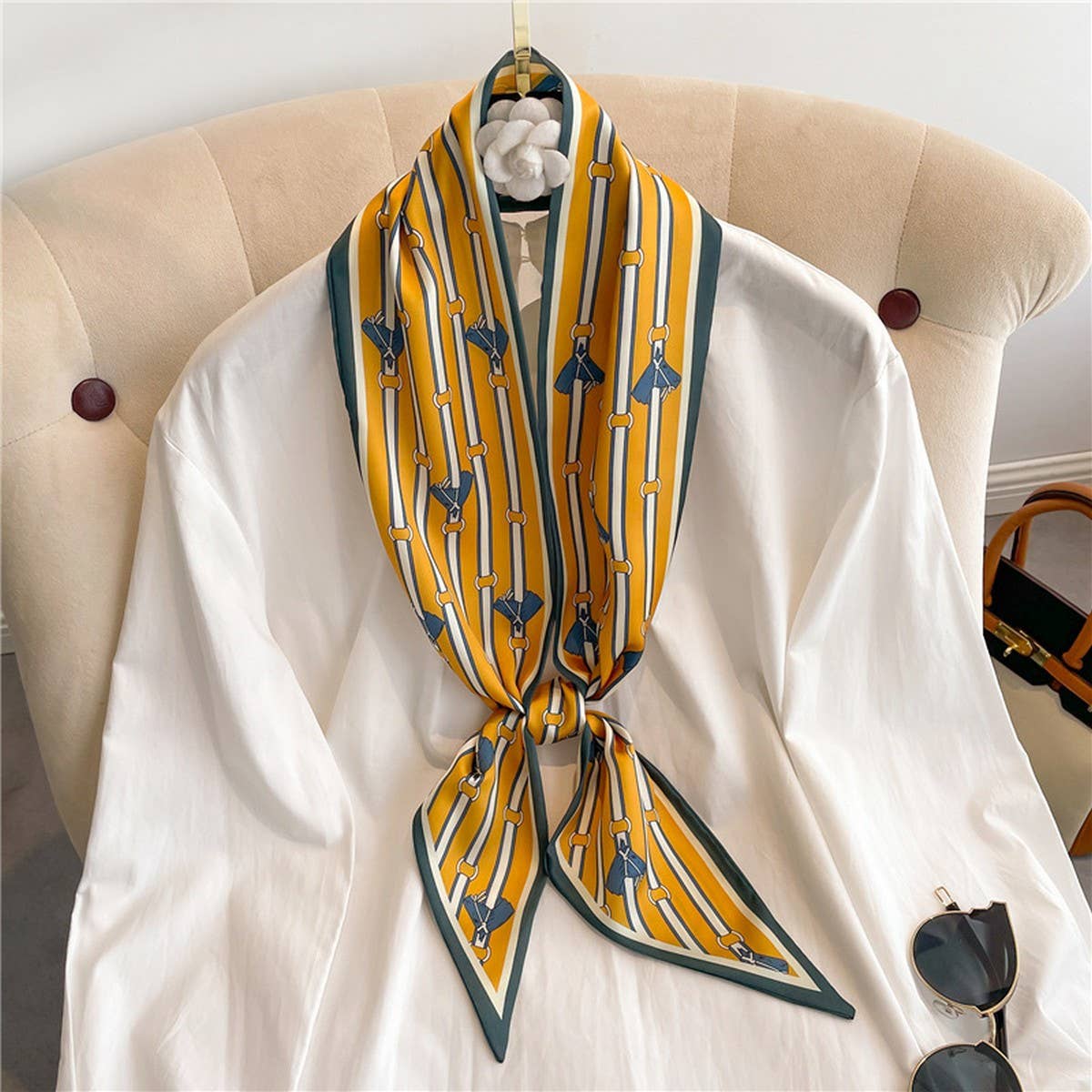 Skinny Silk Scarf for Hair, Neck or Bag Wrap_CWASC1512๐๏ธ