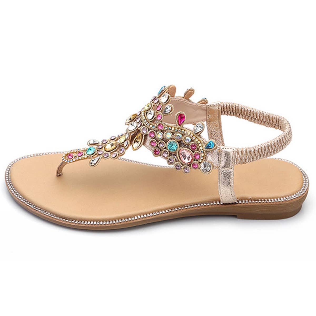 WOMAN BOHEMIAN STYLE GOLD FLAT SANDAL