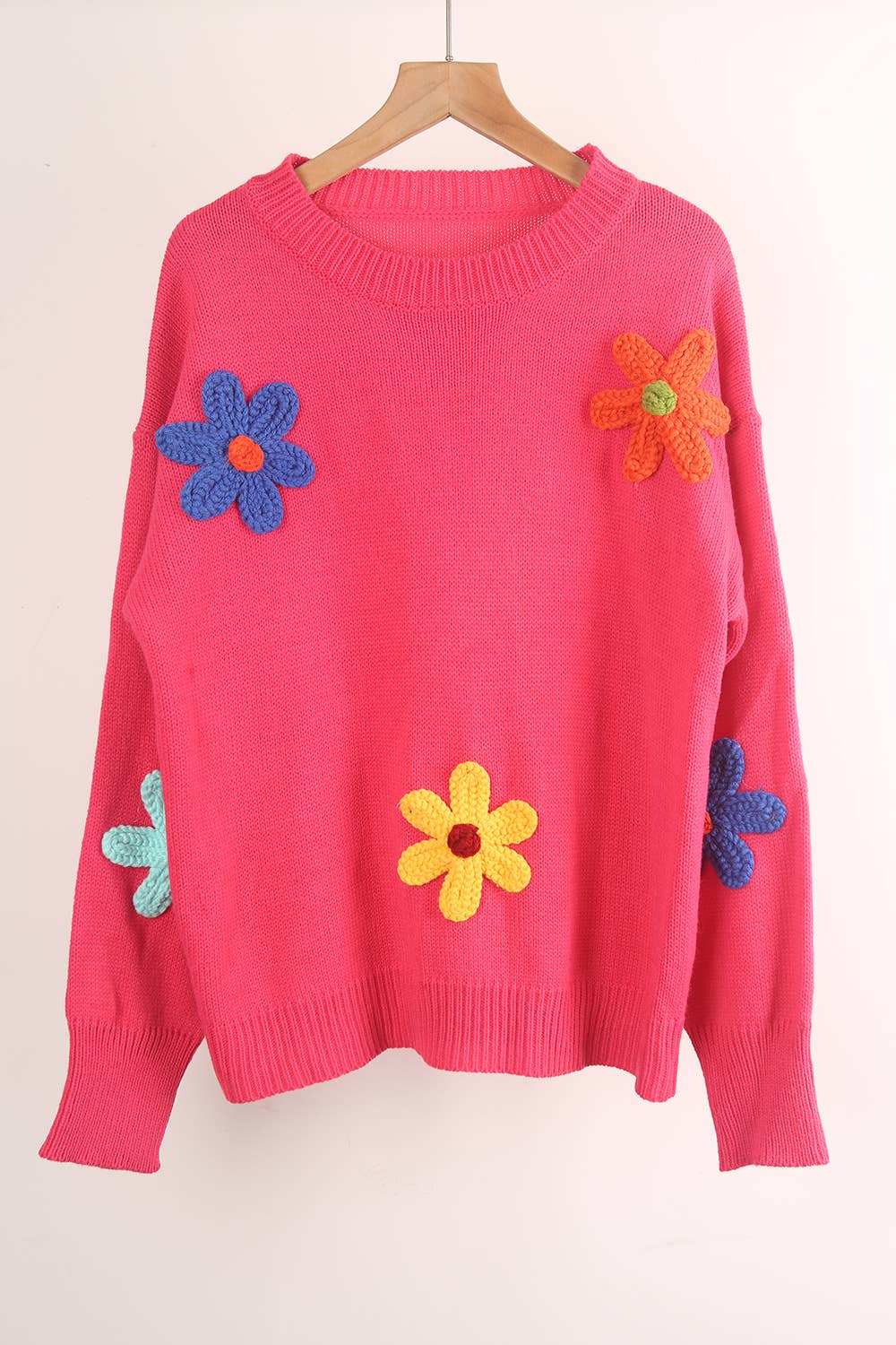 FLORAL SWEATER LOOSE CREW-NECK SWEATER