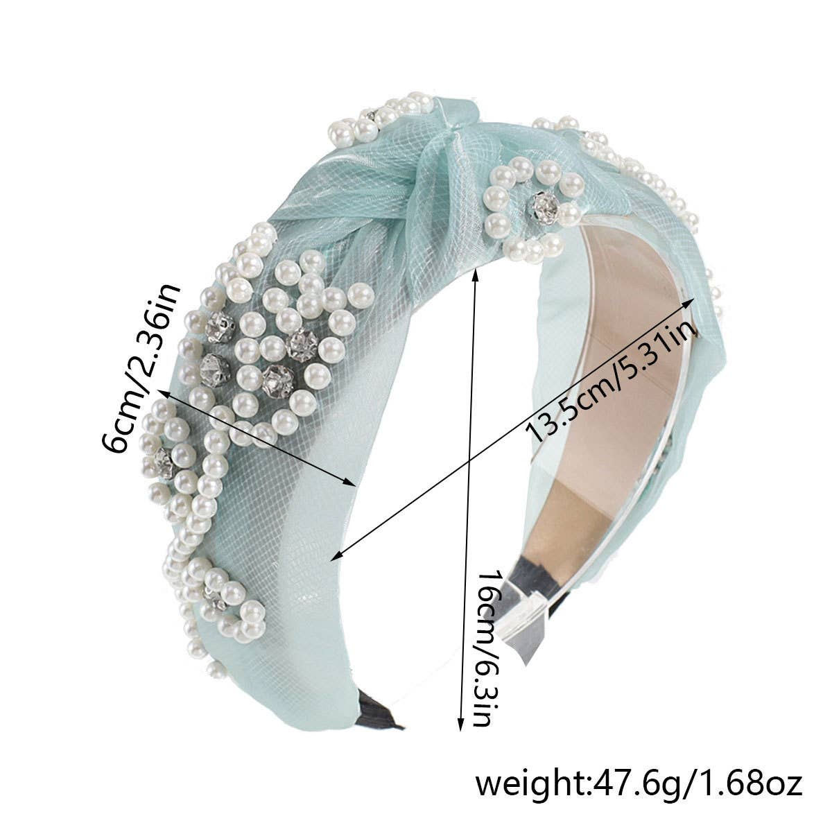 WIDE KNOTTED HEADBAND MESH PEARL HEADBAND