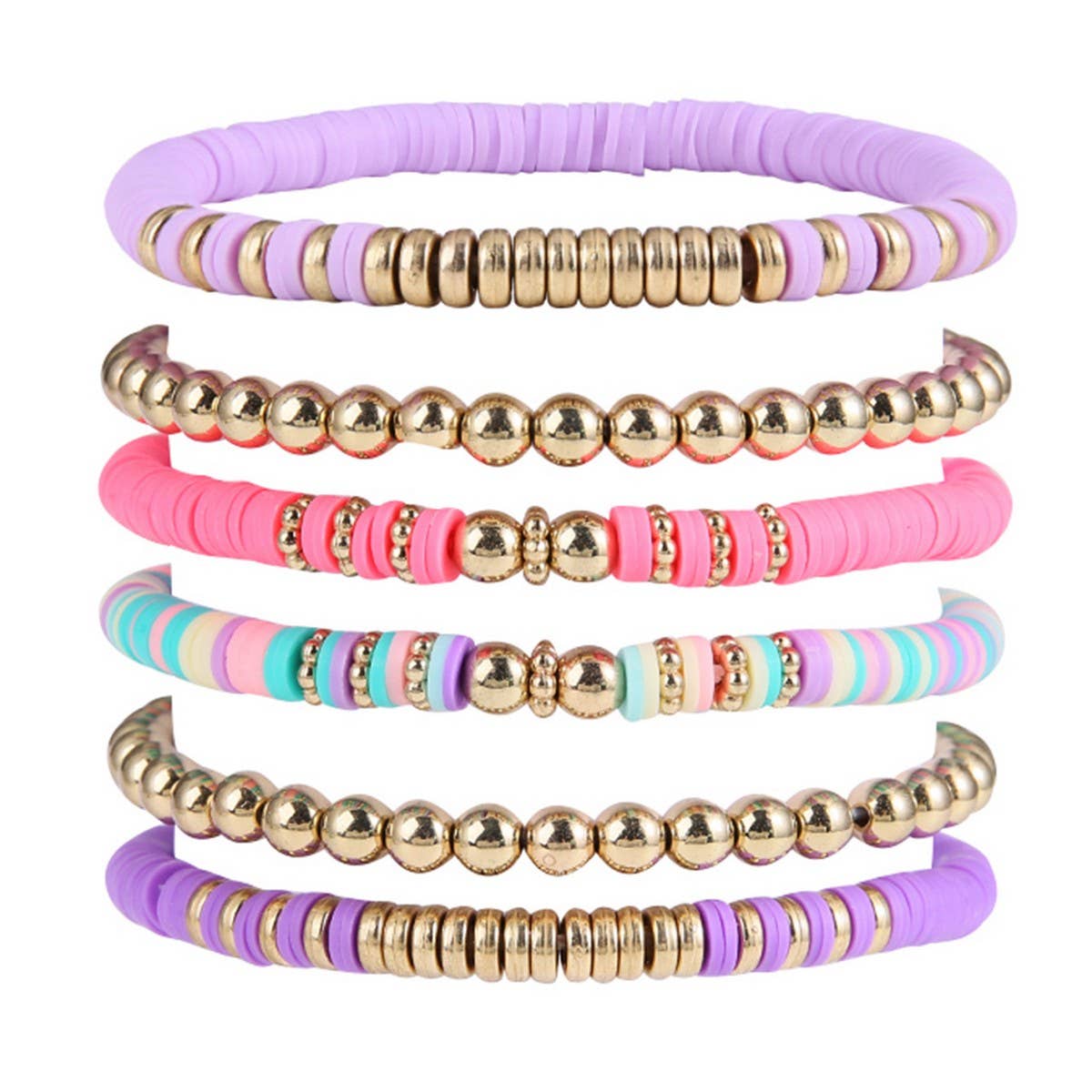 VINTAGE CLAY ROUND BEAD BRACELET SET JEWELRY