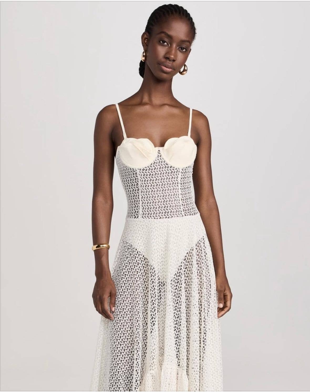 Floral Lace A-Line Sheer Strap Dress