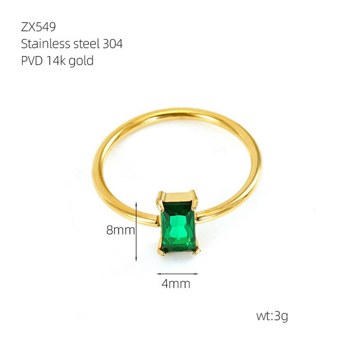 Emerald titanium steel necklace three-piece set