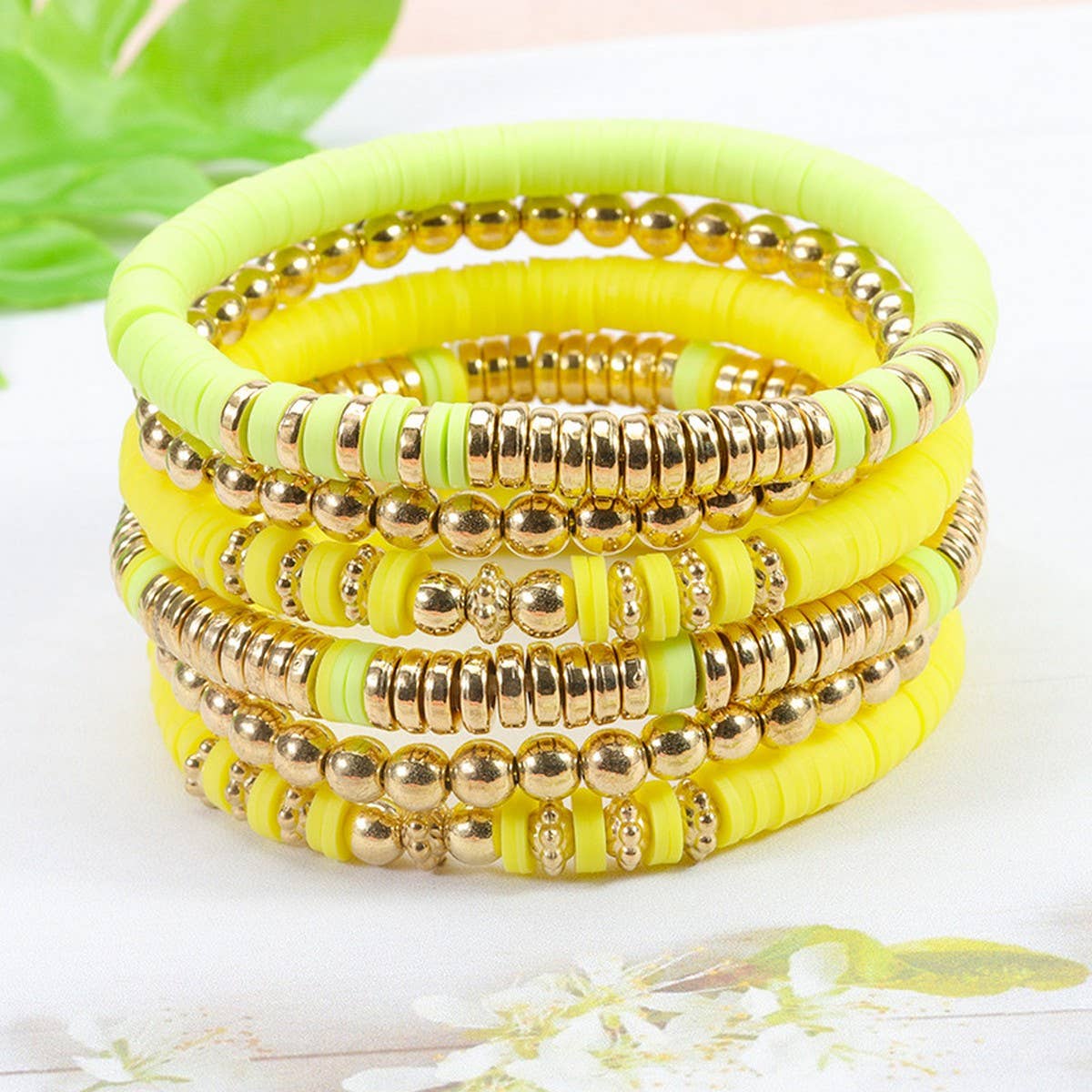 COLORFUL SOFT CERAMIC BEADED BRACELET SET