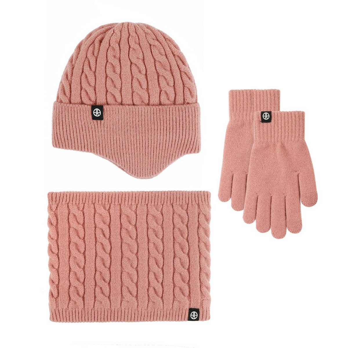 WINTER OUTDOOR VELVET SCARF WARM THREE-PIECE SUIT