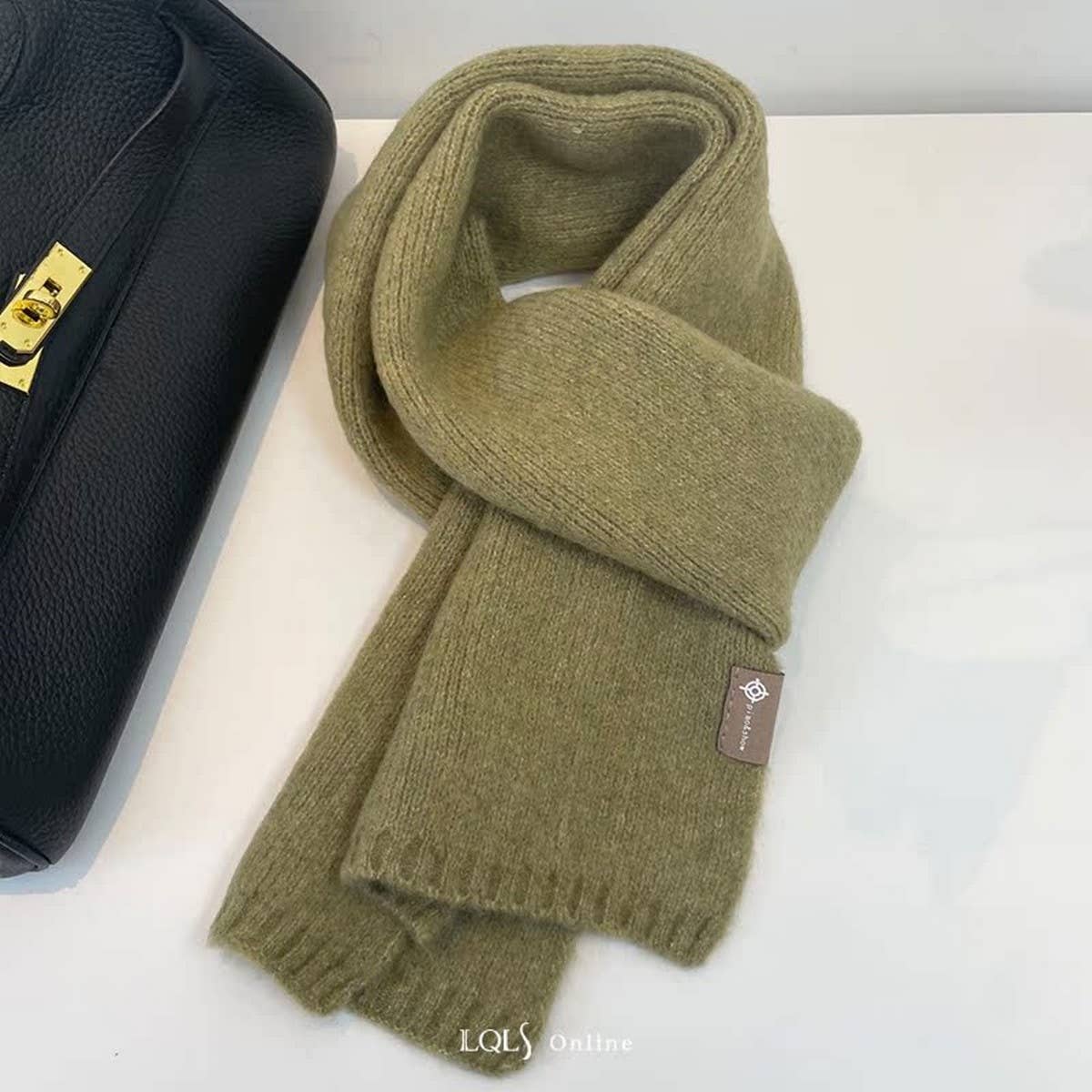 Cozy Beige Wool Blend Knit Scarf Thick Warm Unisex
