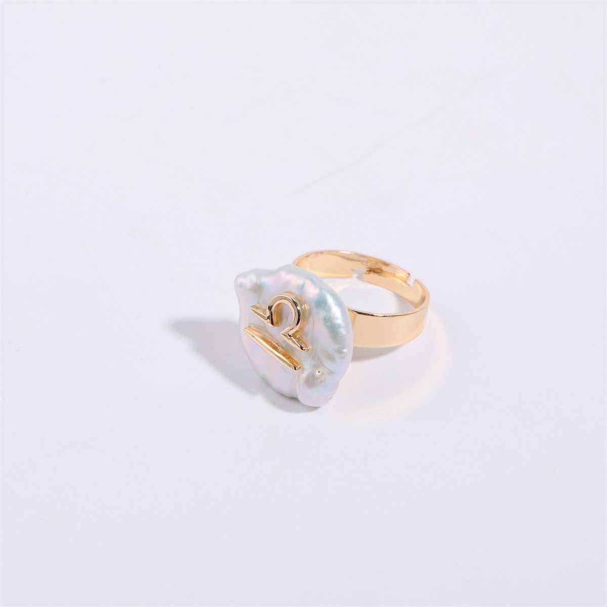 12 Zodiac Signs Irregular Pearl Rings_CWMM5742