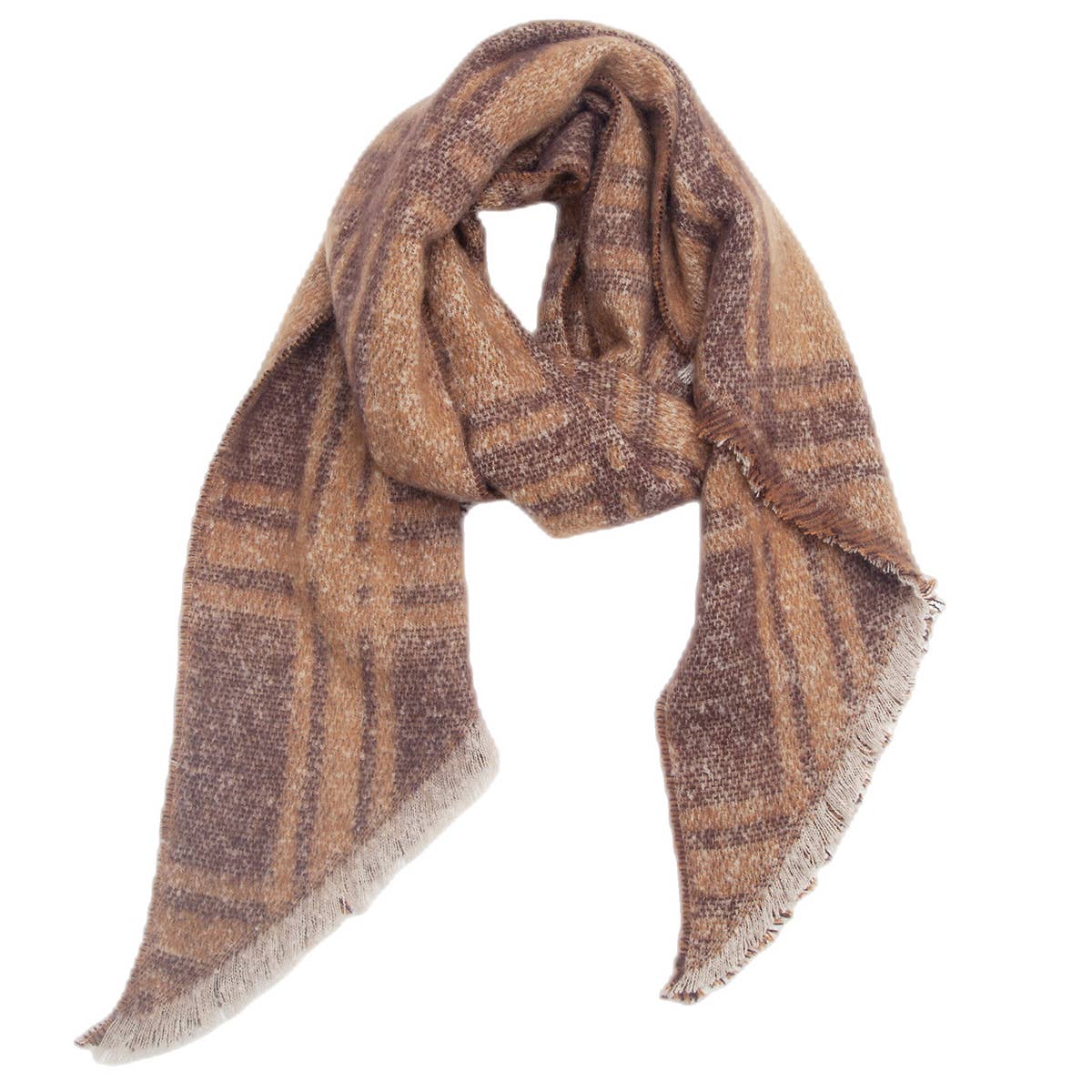 Jacquard Grid Angled Scarf ? Winter Loop Yarn Wrap