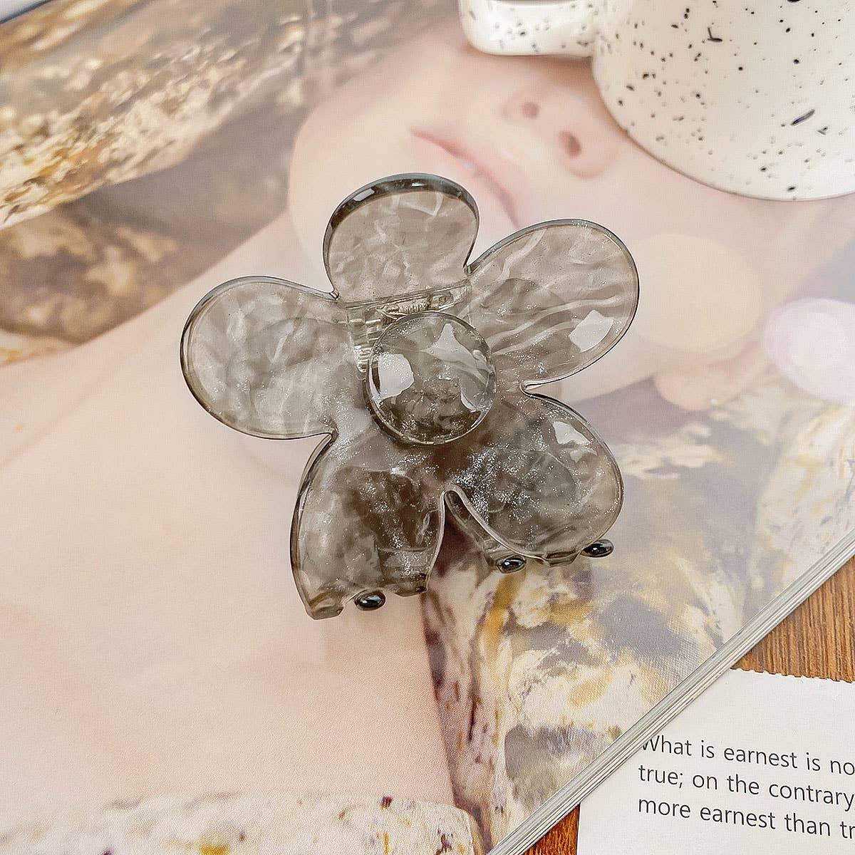 2.7" Flower Tortoise Shell Hair Claw Clips_CWAHA0383