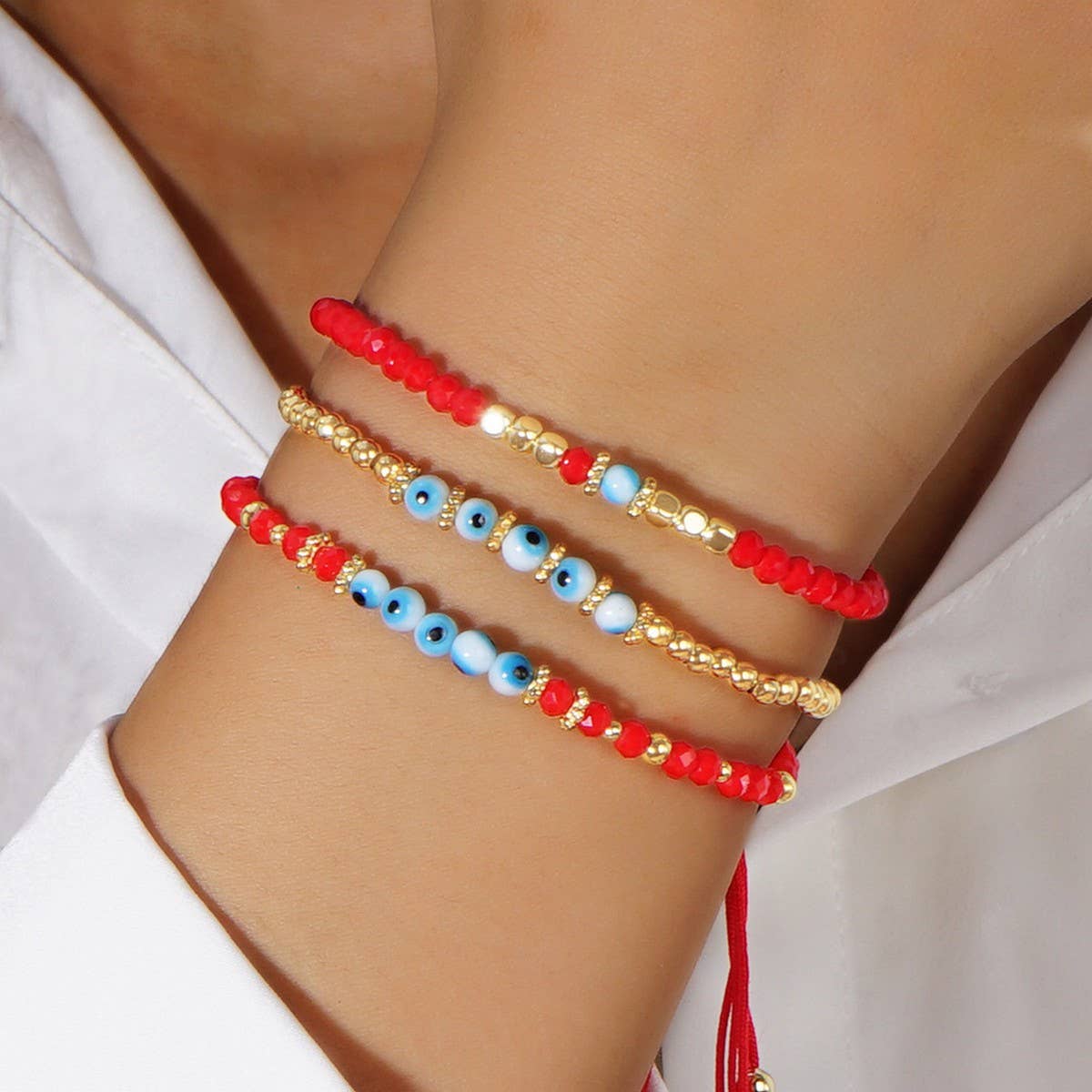 MULTI-COLOR GLASS FLAT DEVIL EYE BRACELET