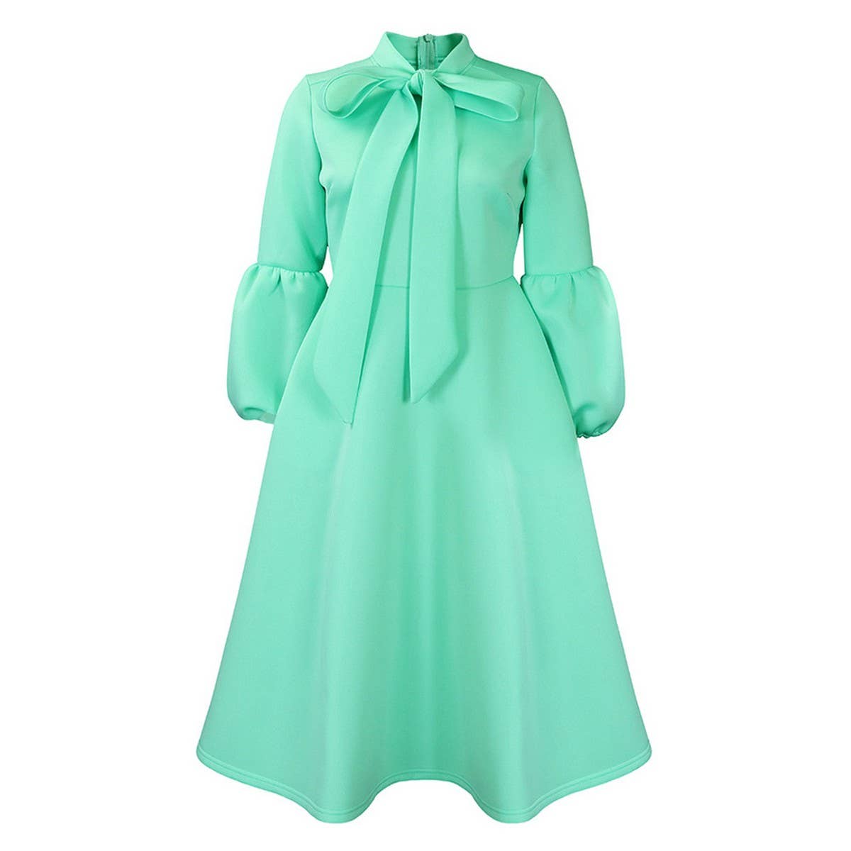 LANTERN SLEEVE HIGH WAIST BOW OVERSIZED DRESS_CWDMD3664