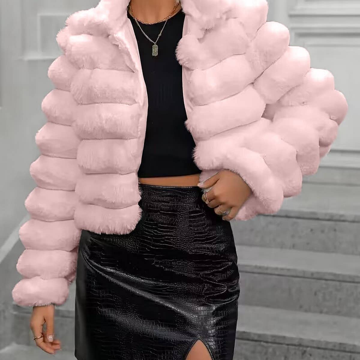 Elegant Faux Fur Short Coat for Women Winter
