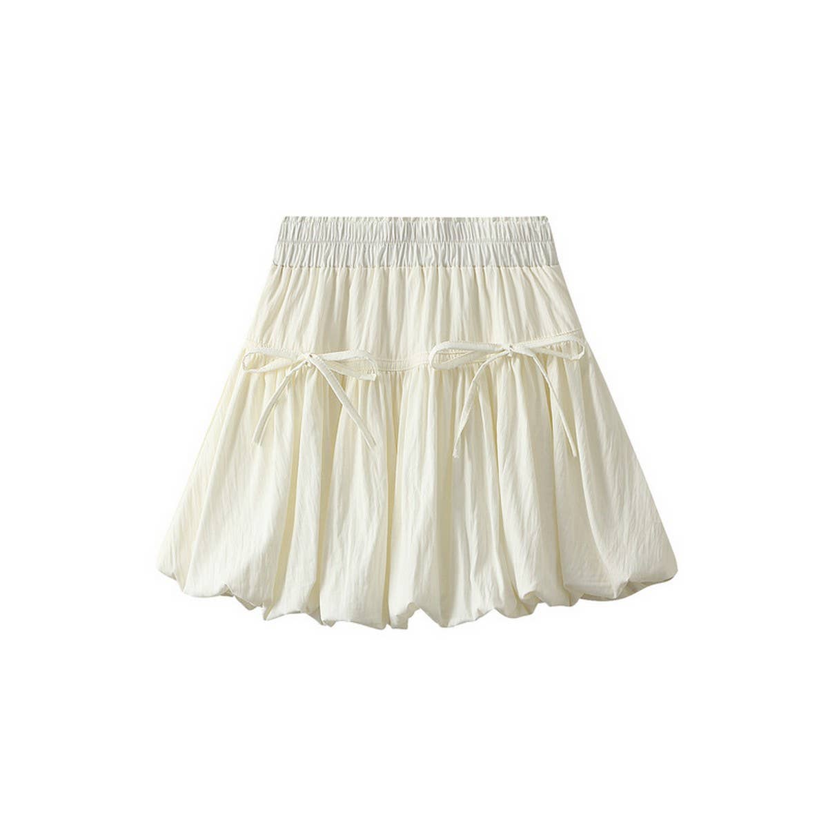 HIGH WAIST A-LINE SHORT SKIRT WITH BOW BUDS