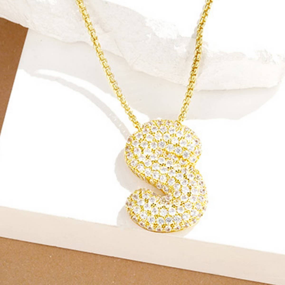 Fashionable Pendant Necklace - Zirconia Letters