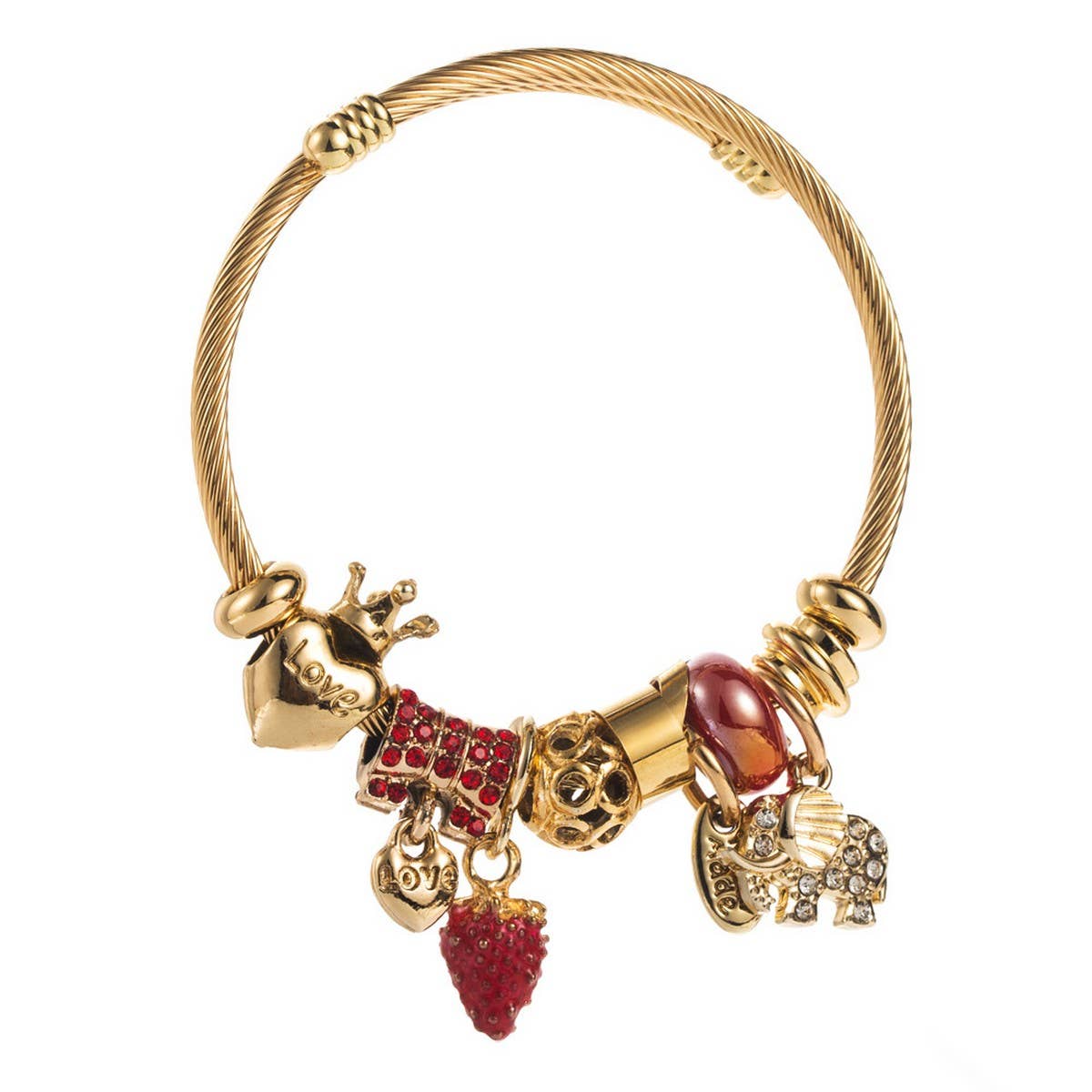 Strawberry Elephant Bead Couple Bracelet_CWMM8498