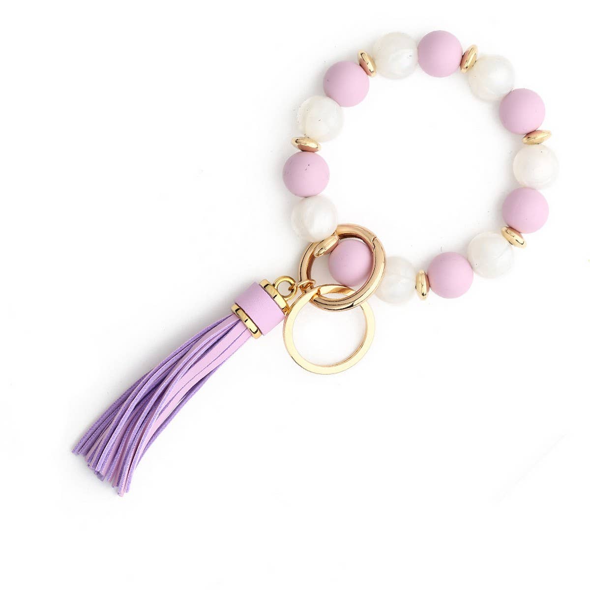 Silicone Bead Tassel Keychain with Wooden Beads_CWAB5078