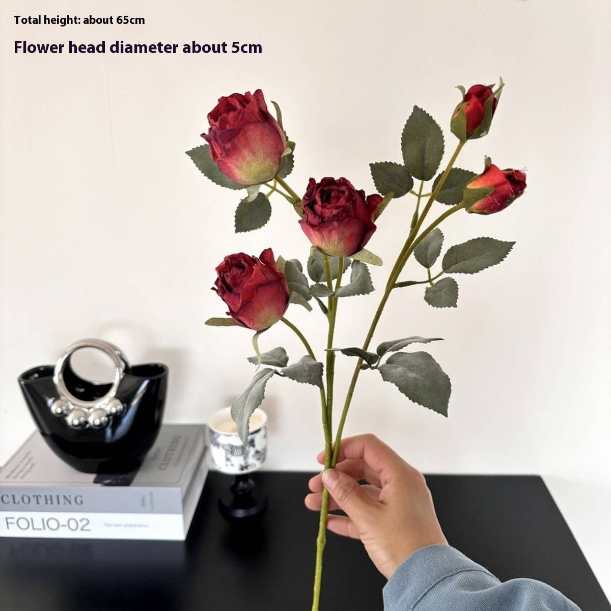 Burnt Edge Lola Rose Artificial Flower Prop_CWMM6569