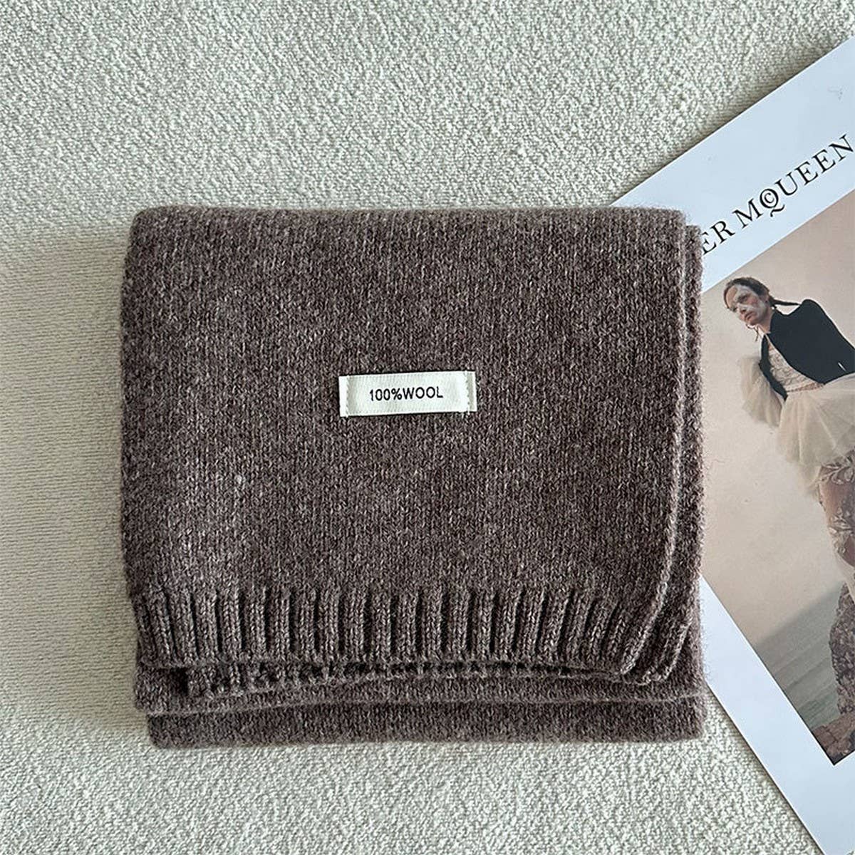 100% Wool Aurora Blue Knit Scarf - Soft & Warm_CWASC2285