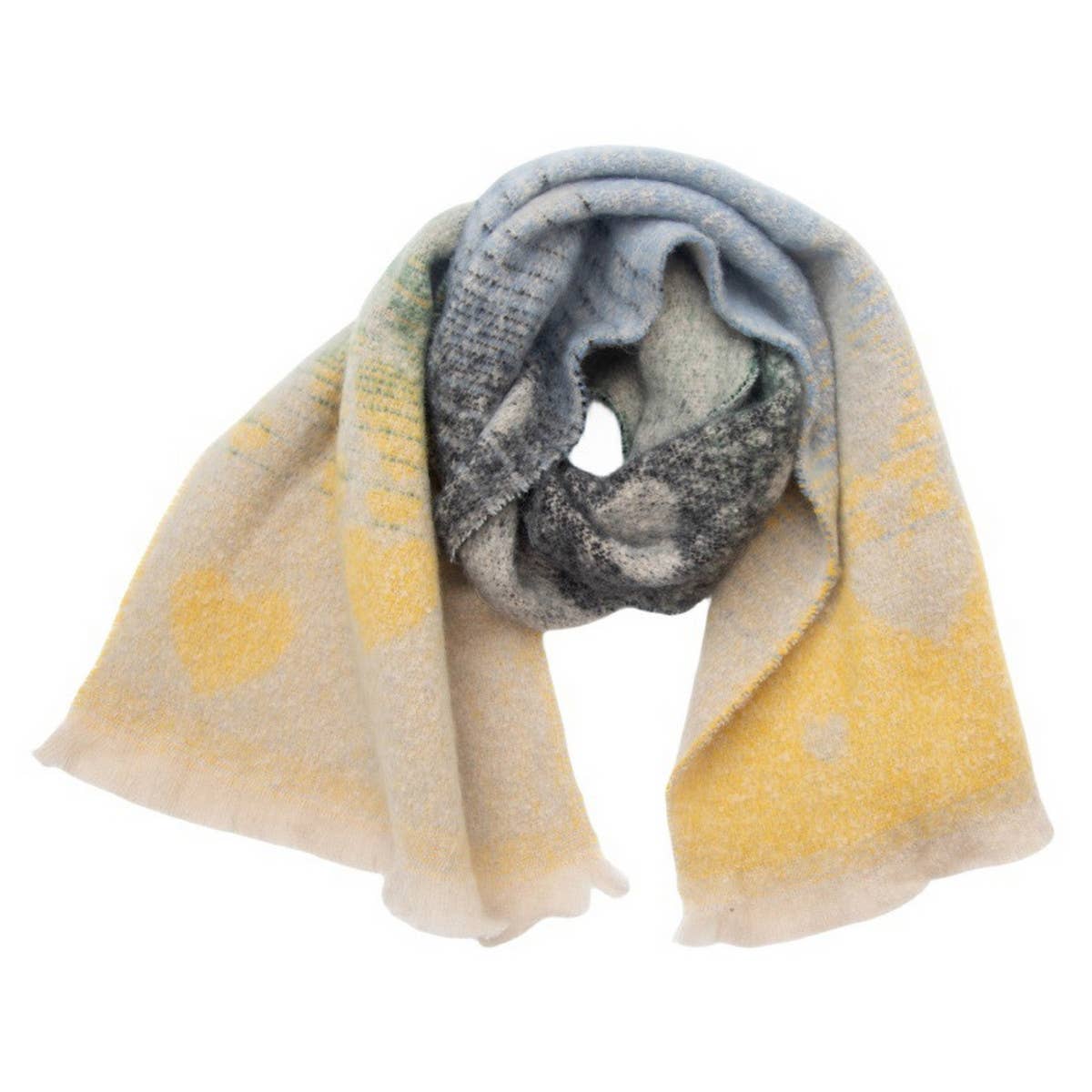 Heart Pattern Circle Yarn Scarf - Women's Wrap