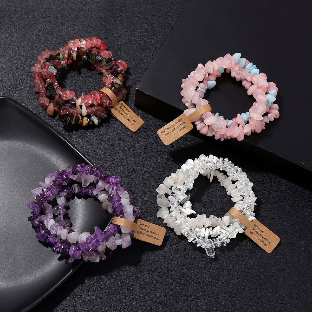 CWAJE4296_VINTAGE IRREGULAR GRAVEL THREE-PIECE BRACELET