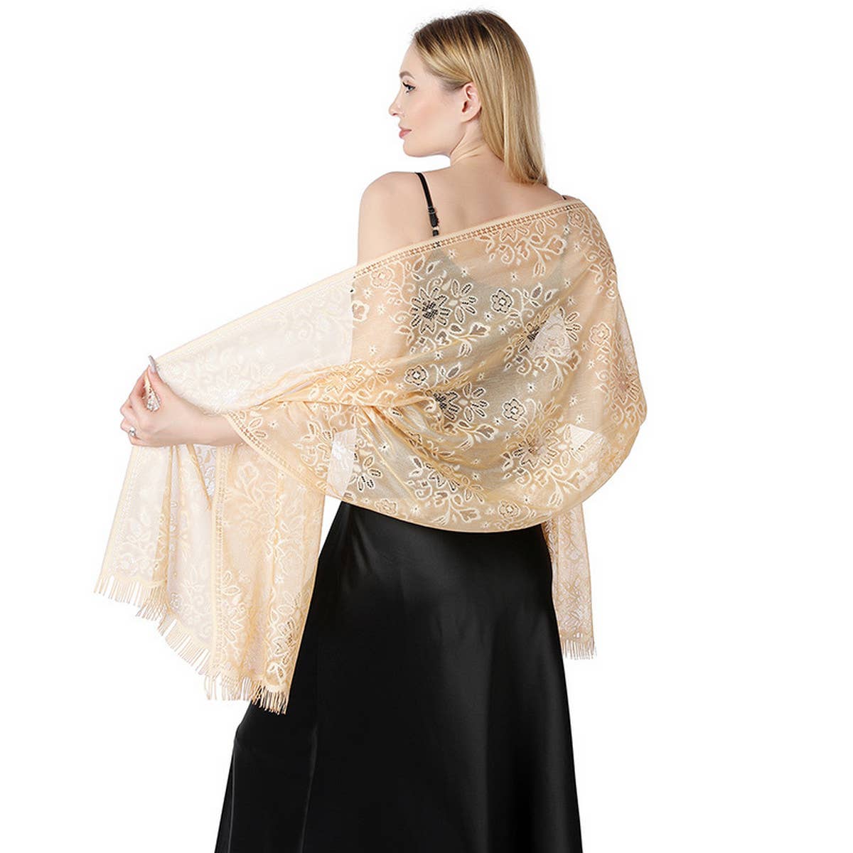 Floral Lace Tie-Dye Shawl ? Bridal Evening Wrap