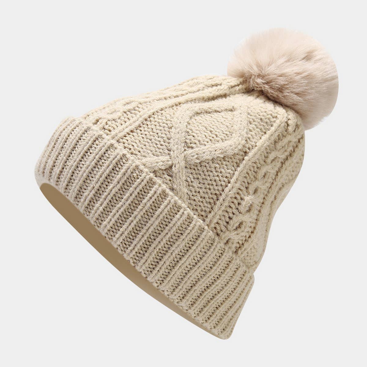 CABLE KNIT HAT, SCARF AND GLOVES THREE-PIECE SET_CWAH1580