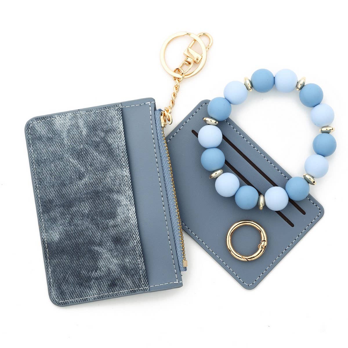 Chic PU Wallet with Silicone Bead BraceletCard Case_CWAB4954