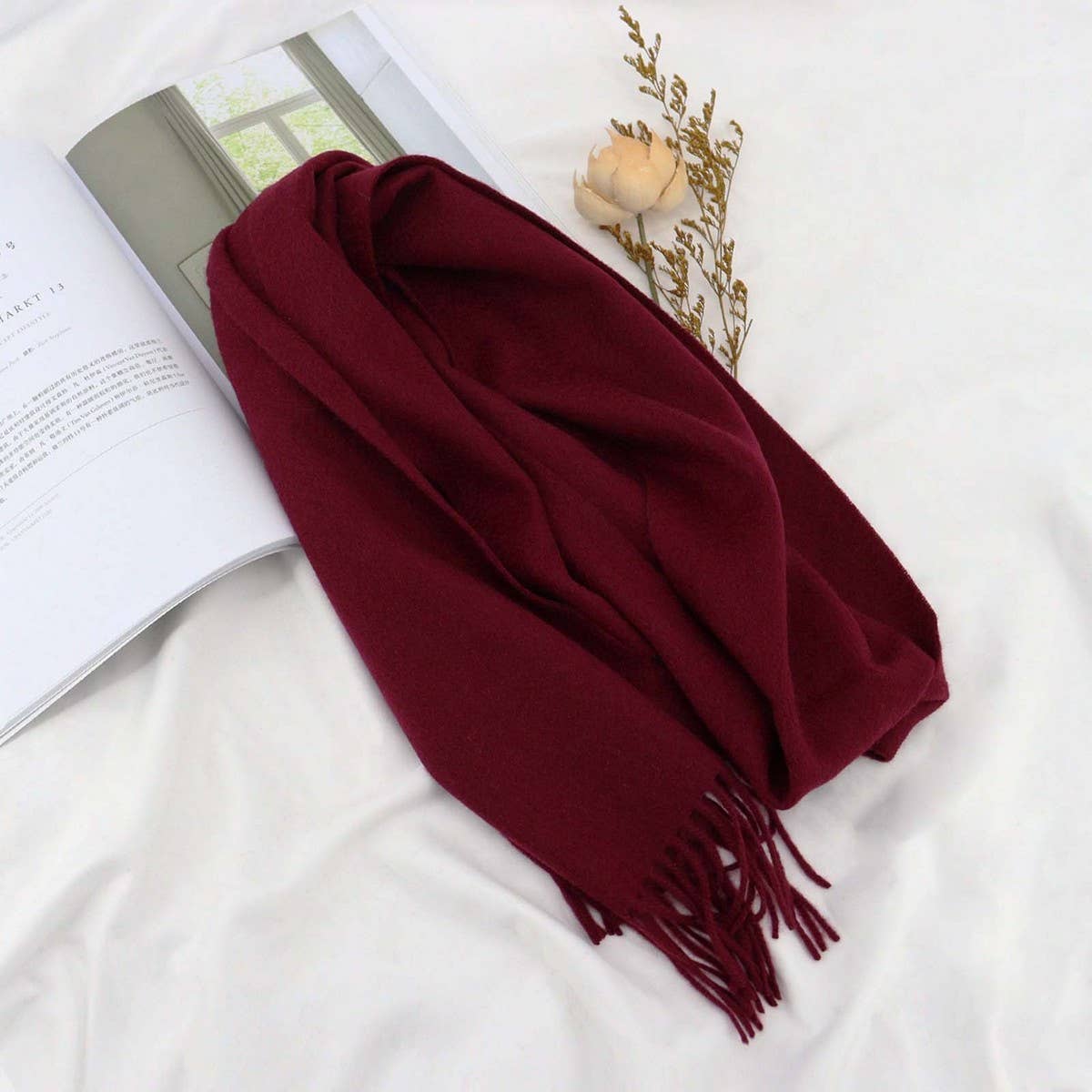 100% Wool Solid Scarf – Elegant Unisex Spring Wrap_CWASC1093