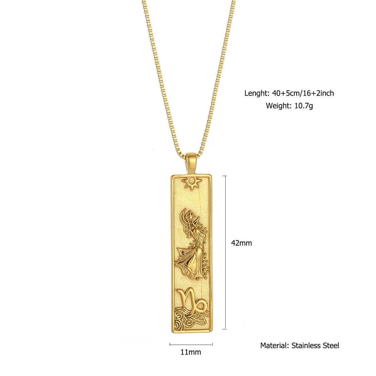 Zodiac Tag Necklace Stainless Steel Vintage Style_CWMM8868