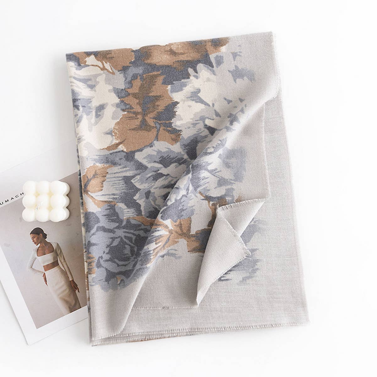 Boho Rose Print Scarf ??Vintage Soft Wrap_CWASC0438