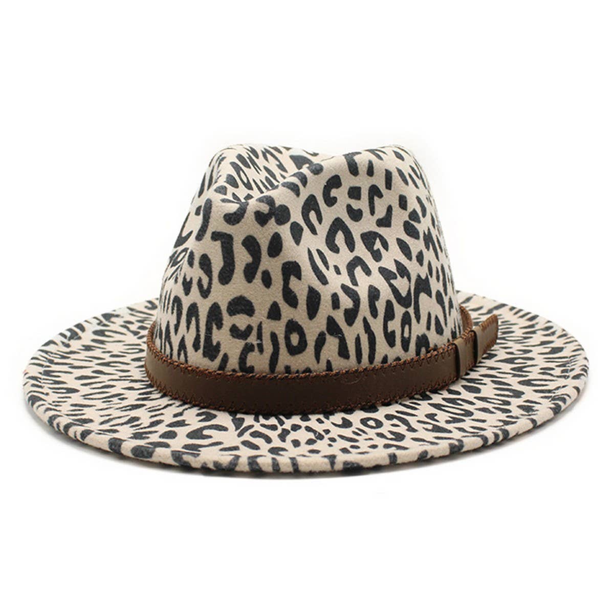 LEOPARD PRINT HAT JAZZ HAT WOOLEN HAT WIDE BRIM HAT_CWAH2582