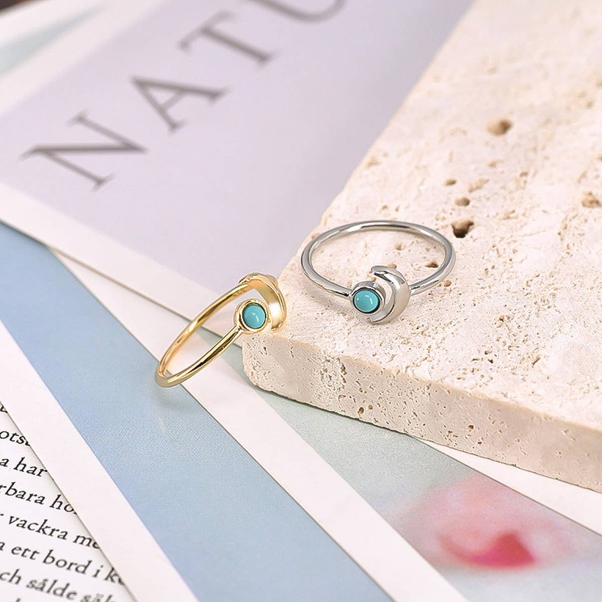 SIMPLE AND COOL MOON CREATIVE RING OPEN RING