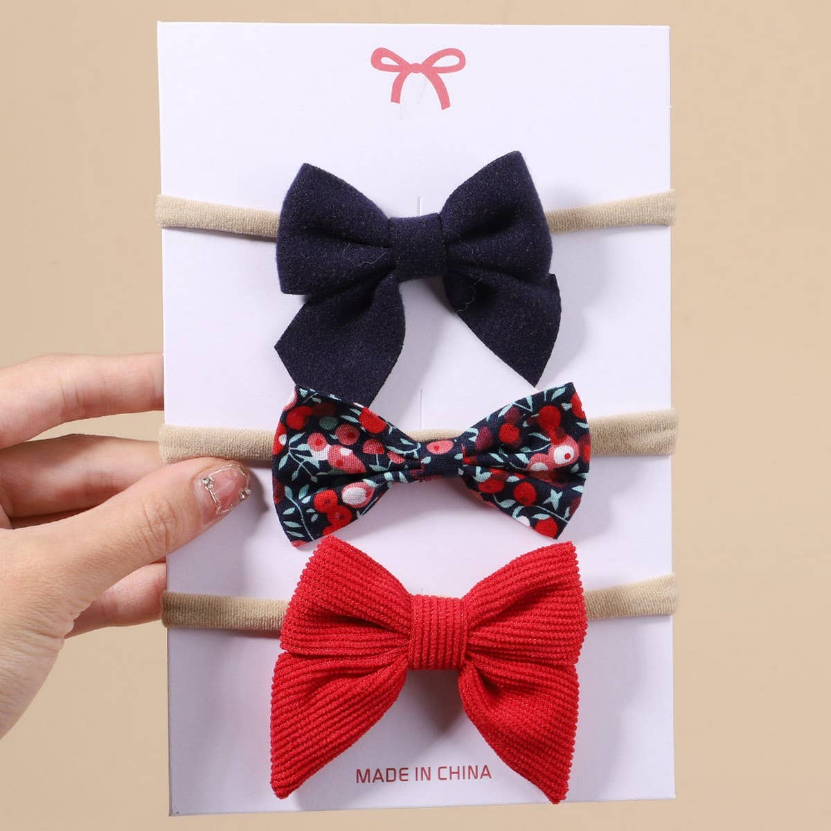Corduroy Bow Baby Headband Set for Girls