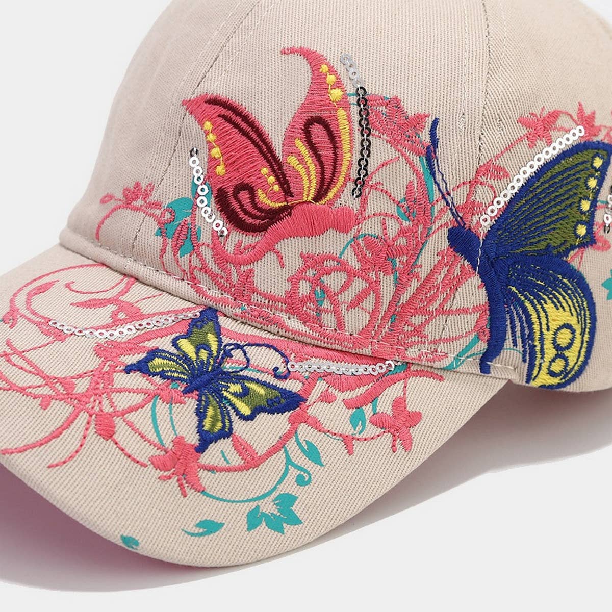Butterfly Embroidery Baseball Cap, Women?™s Sun Hat CWAH1648