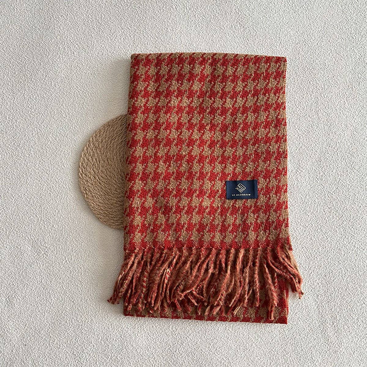 Reversible Houndstooth Scarf ? Soft Winter Wrap