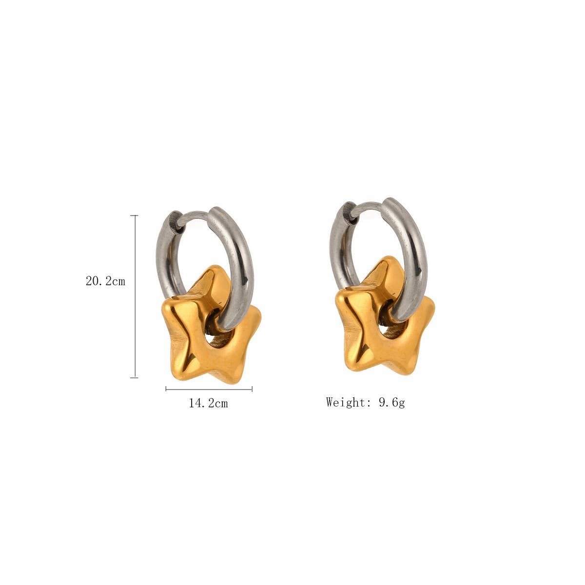 Elegant 18K Steel Star & Moon Hoop Earrings