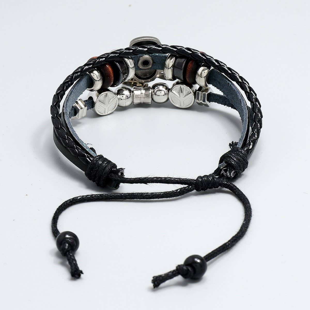 CREATIVE BEADED CROSS LEATHER BRACELET