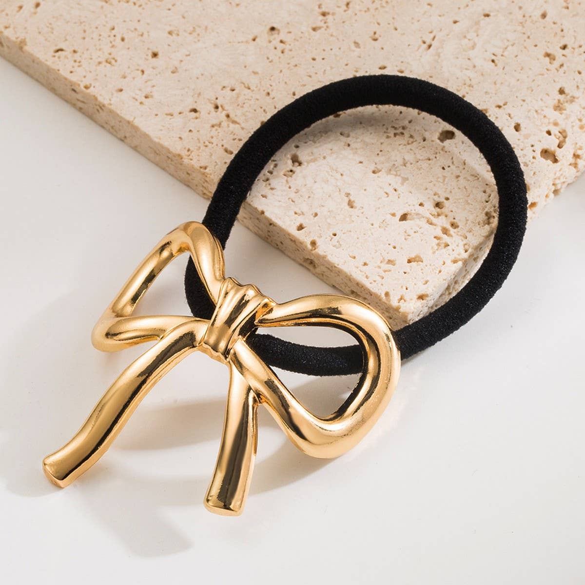 New Metal Bow High Elastic Durable Ponytail Tie
