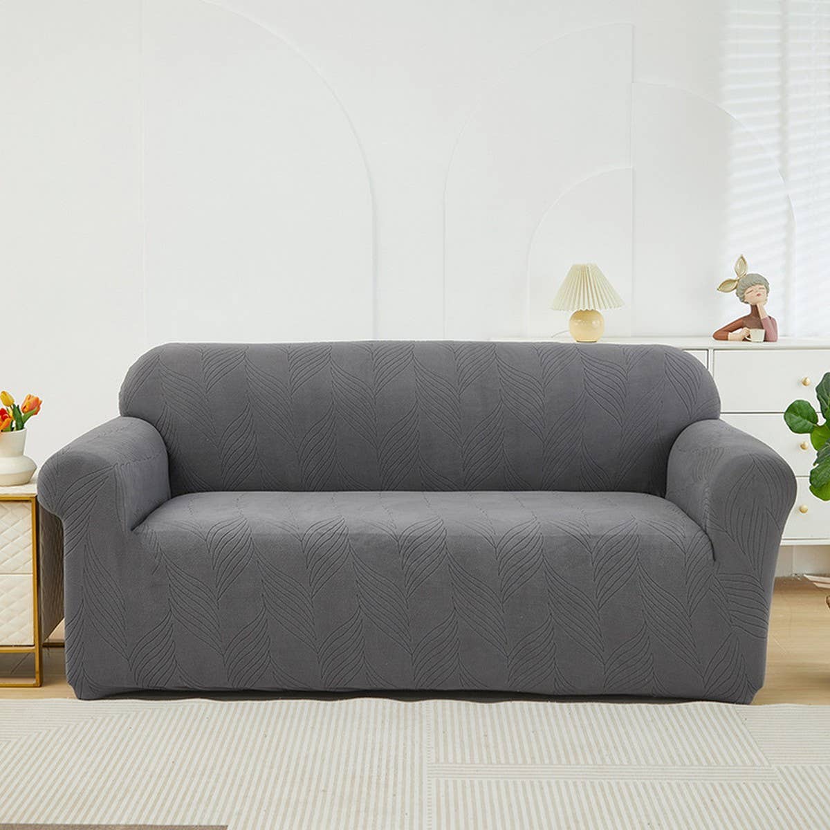 Thick Jacquard Velvet Sofa Cover, Stretch Fit