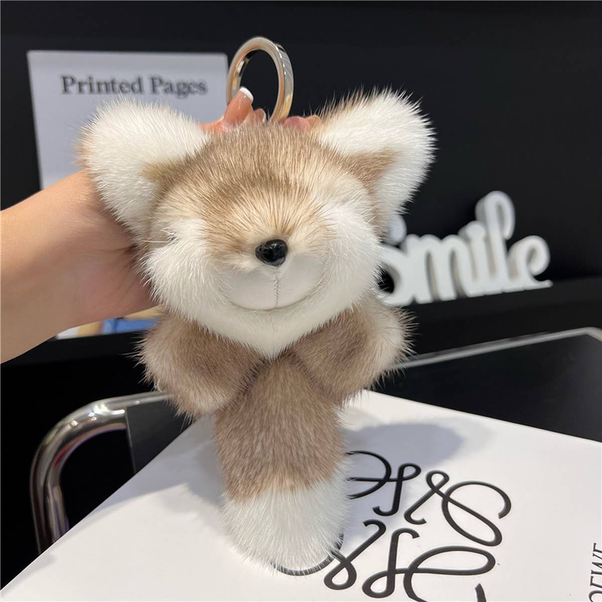 BIG FOX REAL MINK FUR BAG ORNAMENT CAR KEYCHAIN_CWMM2538