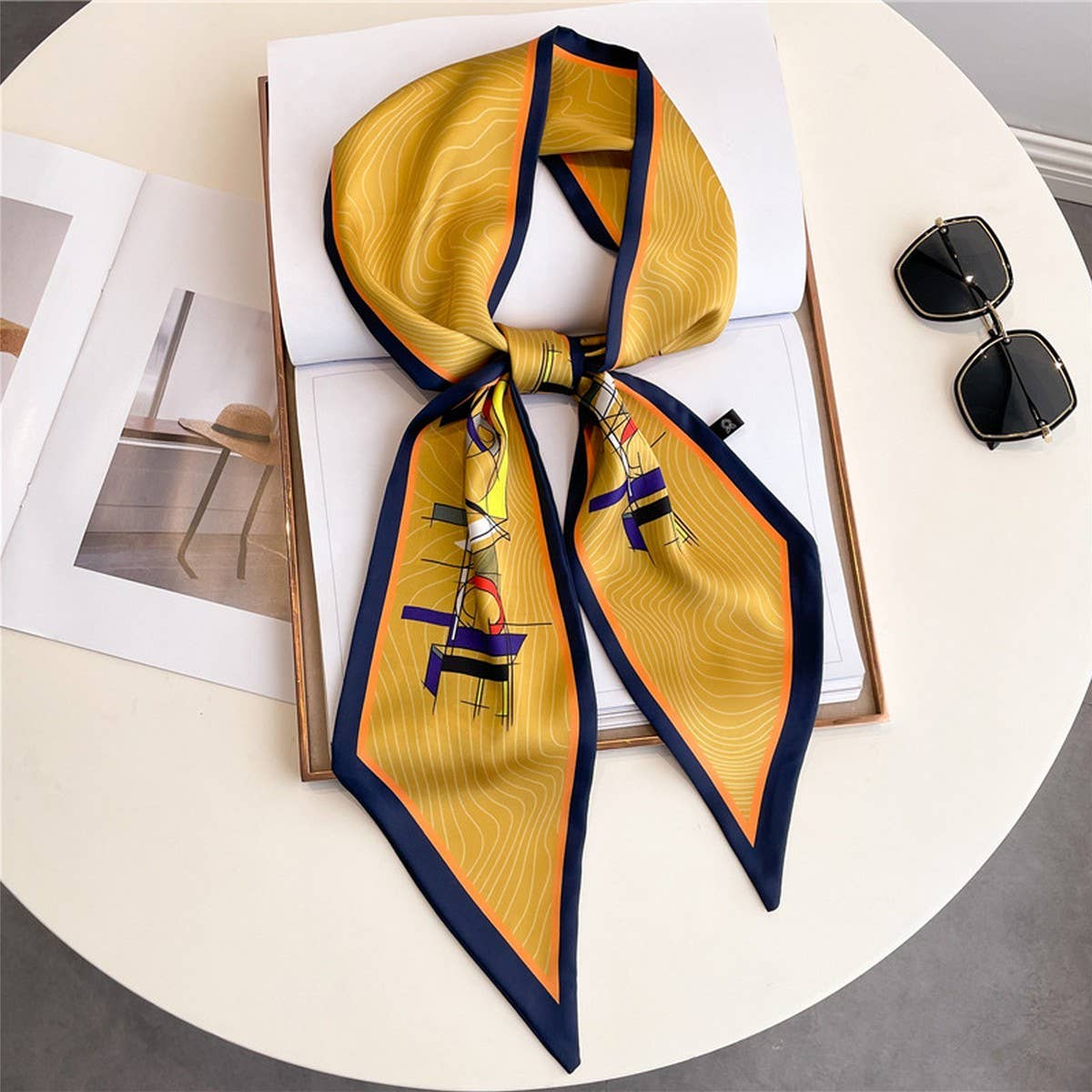 THIN SCARF FASHION PRINT RIBBON HEAD SCARF